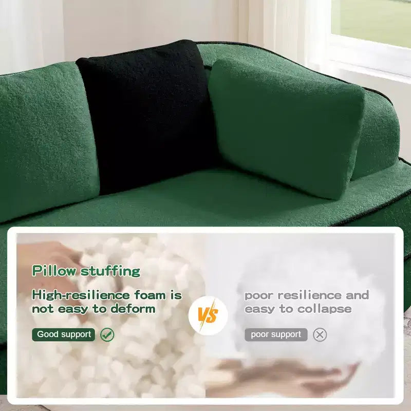 77.2 Divano Teddy, spugna 32D, senza ossatura, due chaise longue, divano letto, colore a contrasto, simmetrico, salotto