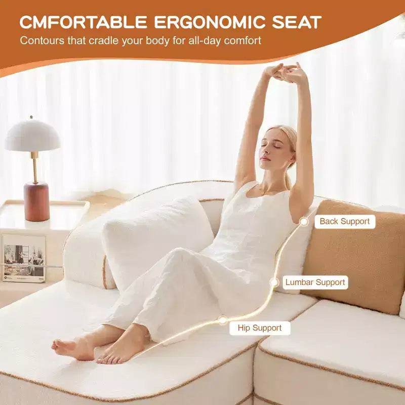 77.2 Divano Teddy, spugna 32D, senza ossatura, due chaise longue, divano letto, colore a contrasto, simmetrico, salotto
