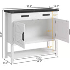 Consolle Rustica con Mobile Contenitore, 2 Ante e 2 Cassetti, Tavolo Buffet Multifunzionale per Ingresso, Cucina, Soggiorno