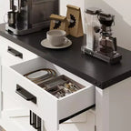 Consolle Rustica con Mobile Contenitore, 2 Ante e 2 Cassetti, Tavolo Buffet Multifunzionale per Ingresso, Cucina, Soggiorno