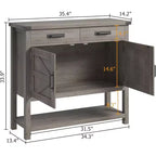 Consolle Rustica con Mobile Contenitore, 2 Ante e 2 Cassetti, Tavolo Buffet Multifunzionale per Ingresso, Cucina, Soggiorno