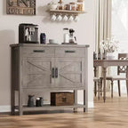 Consolle Rustica con Mobile Contenitore, 2 Ante e 2 Cassetti, Tavolo Buffet Multifunzionale per Ingresso, Cucina, Soggiorno