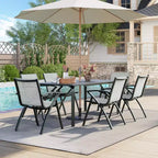 Set di 2/4 sedie da patio in alluminio con telaio leggero e schienale comodo, sedie da pranzo da esterno con schienale a imbracatura con seduta extra larga e braccioli