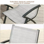 Set di 2/4 sedie da patio in alluminio con telaio leggero e schienale comodo, sedie da pranzo da esterno con schienale a imbracatura con seduta extra larga e braccioli