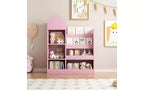 Zevemomo Scaffale per Libri e Giocattoli a 4 Livelli per Bambini, Scaffale per Libri per Bambini in Legno, Contenitore per Giocattoli con Scaffale per Libri per Sala Giochi, Aula, Camera da Letto, Biblioteca, Rosa