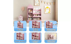 Zevemomo Scaffale per Libri e Giocattoli a 4 Livelli per Bambini, Scaffale per Libri per Bambini in Legno, Contenitore per Giocattoli con Scaffale per Libri per Sala Giochi, Aula, Camera da Letto, Biblioteca, Rosa