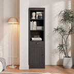 Libreria Alta 180 cm con Armadietto, Scaffale Aperto a 3 Ripiani in Legno con Mensole Regolabili, Grande Scaffale Contenitore Espositivo, Scaffale Verticale per Casa