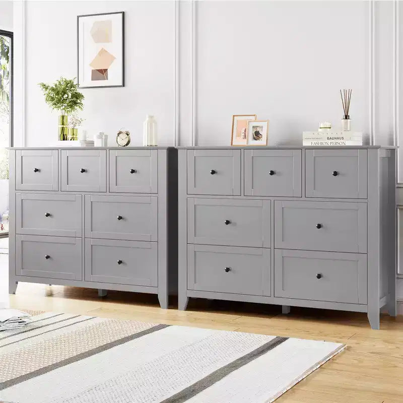 Comò in legno CuisinSmart per camera da letto, cassettiera a 7 cassetti con maniglie in metallo, organizer per armadietto per soggiorno, corridoio, camera da letto