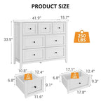 Comò in legno CuisinSmart per camera da letto, cassettiera a 7 cassetti con maniglie in metallo, organizer per armadietto per soggiorno, corridoio, camera da letto
