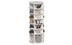 Zevemomo 7-Tier Rotating Shoe Rack Tower, 360 Spinning Shoe Carousel Organizer, for Entryway, Closet, Living Room, Bedroom C Holds 28 Pairs, White