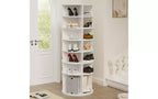 Zevemomo Scarpiera Girevole a 7 Livelli, Torre Portascarpe Girevole a 360°, Organizer Girevole per Scarpe, per Ingresso, Ripostiglio, Soggiorno, Camera da Letto (Contiene 28 Paia), Bianco