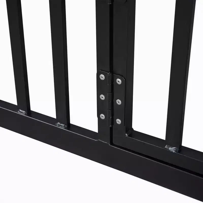 Bellemave Letto a Pavimento Singolo con Porta e Recinzione, Letto Singolo con Tetto/Letto a Pavimento a Casetta per Bambini, Ragazze, Ragazzi, Nero