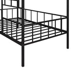 Bellemave Letto a castello singolo in metallo, telaio a casetta, letto a soppalco basso con scaletta, per ragazze, ragazzi, nero