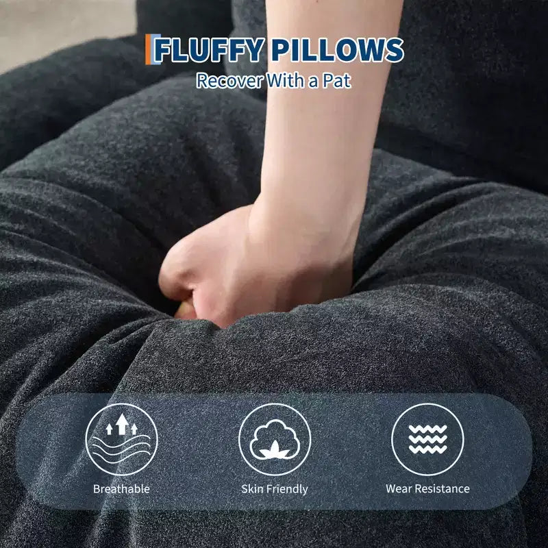 Divano letto pouf regolabile in 5 posizioni, cuscini morbidi, adatto per adulti e animali domestici, con soffici cuscini, pieghevole, adatto per camera da letto, soggiorno
