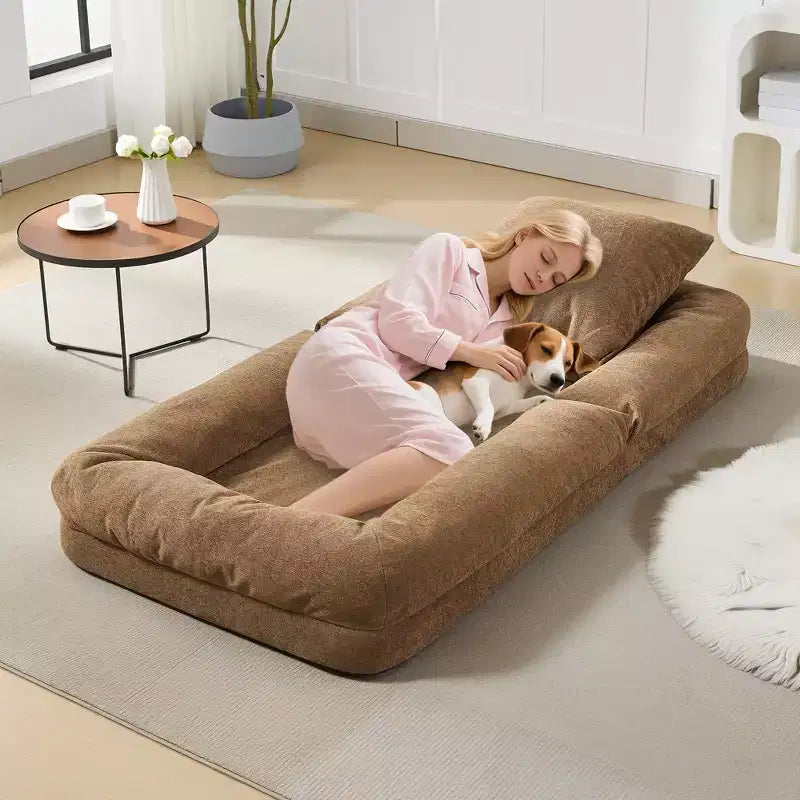 Divano letto pouf regolabile in 5 posizioni, cuscini morbidi, adatto per adulti e animali domestici, con soffici cuscini, pieghevole, adatto per camera da letto, soggiorno
