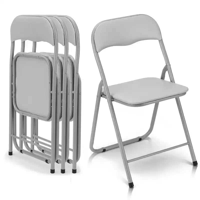 Set da 4 sedie pieghevoli con cuscino e gambe in metallo, piedini antiscivolo per eventi all'aperto e al chiuso, portatili