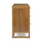 Comò a 6 cassetti Hatteras Modern Boho con legno massello e dettagli in rattan naturale-Teamson Home