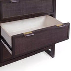 Comò a 6 cassetti Hatteras Modern Boho con legno massello e dettagli in rattan naturale-Teamson Home