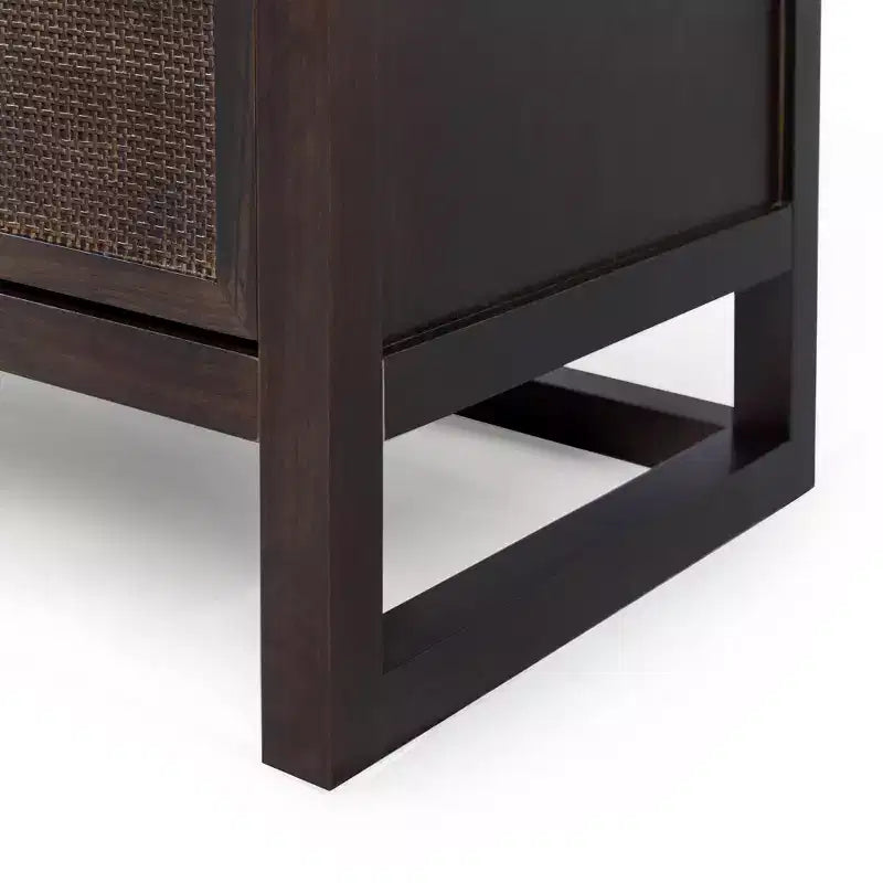 Comò a 6 cassetti Hatteras Modern Boho con legno massello e dettagli in rattan naturale-Teamson Home