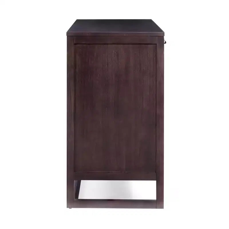 Hatteras Modern Boho Madia a 4 Ante con Accenti in Legno Massello e Rattan Naturale-Teamson Home