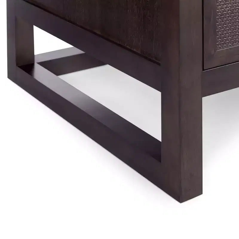 Hatteras Modern Boho Madia a 4 Ante con Accenti in Legno Massello e Rattan Naturale-Teamson Home
