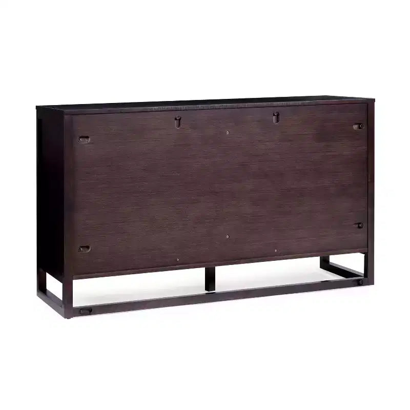 Hatteras Modern Boho Madia a 4 Ante con Accenti in Legno Massello e Rattan Naturale-Teamson Home