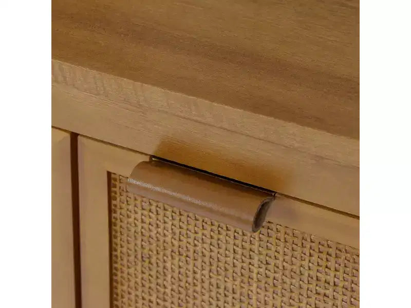 Hatteras Modern Boho Madia a 4 Ante con Accenti in Legno Massello e Rattan Naturale-Teamson Home