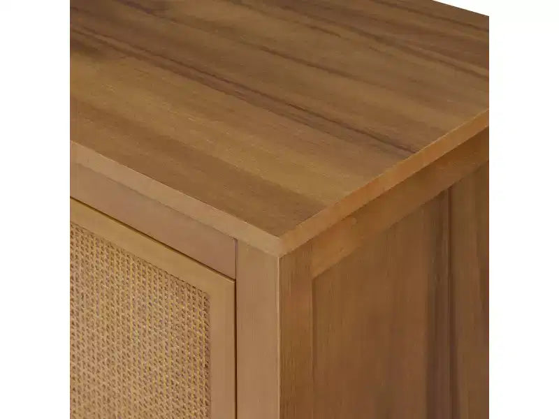Hatteras Modern Boho Madia a 4 Ante con Accenti in Legno Massello e Rattan Naturale-Teamson Home