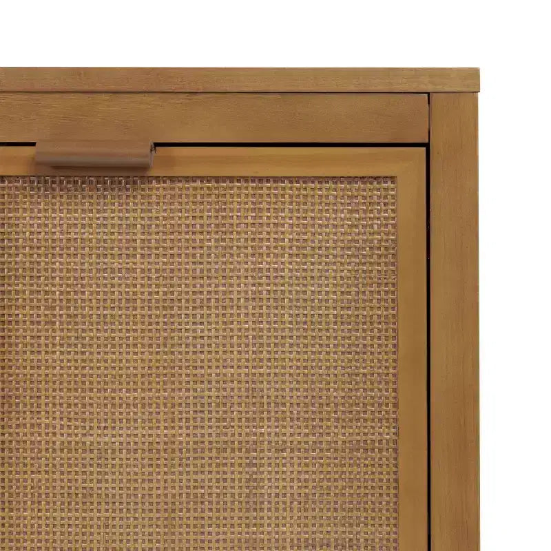 Hatteras Modern Boho Madia a 4 Ante con Accenti in Legno Massello e Rattan Naturale-Teamson Home