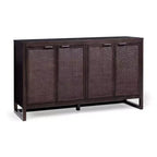 Hatteras Modern Boho Madia a 4 Ante con Accenti in Legno Massello e Rattan Naturale-Teamson Home