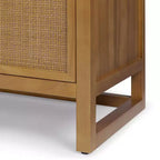 Hatteras Modern Boho Madia a 4 Ante con Accenti in Legno Massello e Rattan Naturale-Teamson Home