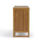 Hatteras Modern Boho Madia a 4 Ante con Accenti in Legno Massello e Rattan Naturale-Teamson Home