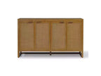 Hatteras Modern Boho Madia a 4 Ante con Accenti in Legno Massello e Rattan Naturale-Teamson Home