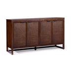 Hatteras Modern Boho Madia a 4 Ante con Accenti in Legno Massello e Rattan Naturale-Teamson Home