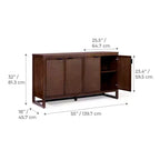 Hatteras Modern Boho Madia a 4 Ante con Accenti in Legno Massello e Rattan Naturale-Teamson Home