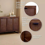 Hatteras Modern Boho Madia a 4 Ante con Accenti in Legno Massello e Rattan Naturale-Teamson Home