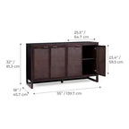 Hatteras Modern Boho Madia a 4 Ante con Accenti in Legno Massello e Rattan Naturale-Teamson Home