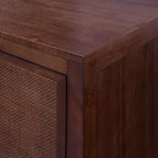 Hatteras Modern Boho Madia a 4 Ante con Accenti in Legno Massello e Rattan Naturale-Teamson Home