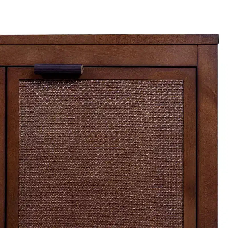 Hatteras Modern Boho Madia a 4 Ante con Accenti in Legno Massello e Rattan Naturale-Teamson Home