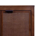 Hatteras Modern Boho Madia a 4 Ante con Accenti in Legno Massello e Rattan Naturale-Teamson Home