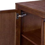 Hatteras Modern Boho Madia a 4 Ante con Accenti in Legno Massello e Rattan Naturale-Teamson Home