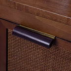 Hatteras Modern Boho Madia a 4 Ante con Accenti in Legno Massello e Rattan Naturale-Teamson Home