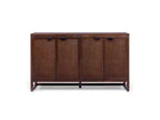 Hatteras Modern Boho Madia a 4 Ante con Accenti in Legno Massello e Rattan Naturale-Teamson Home