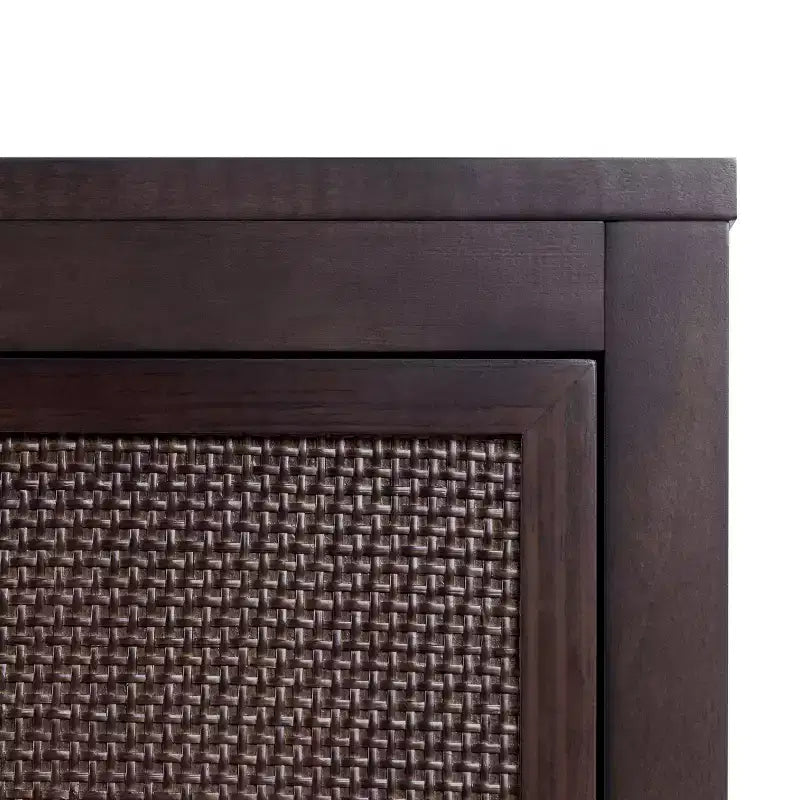 Hatteras Modern Boho Madia a 4 Ante con Accenti in Legno Massello e Rattan Naturale-Teamson Home