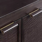 Hatteras Modern Boho Madia a 4 Ante con Accenti in Legno Massello e Rattan Naturale-Teamson Home