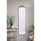 Okak Large Rectangular Full-Length Mirror with Gold Floral Crown Accent, Wall Mirror, Full Body Mirror for Dressing Room, Clothing Store, Gold