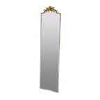 Specchio grande rettangolare a figura intera Okak con corona floreale dorata, specchio da parete, specchio a figura intera per camerino, negozio di abbigliamento, oro