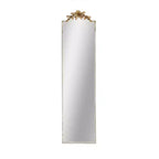 Specchio grande rettangolare a figura intera Okak con corona floreale dorata, specchio da parete, specchio a figura intera per camerino, negozio di abbigliamento, oro