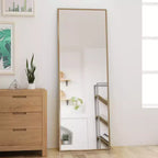 Okak 77*27.5IN Rectangular Full Body Mirror with Stainless Steel Frame, Floor Mirror with Hanging Holes, Wall Mirror for Living Room, Bedroom, Gold