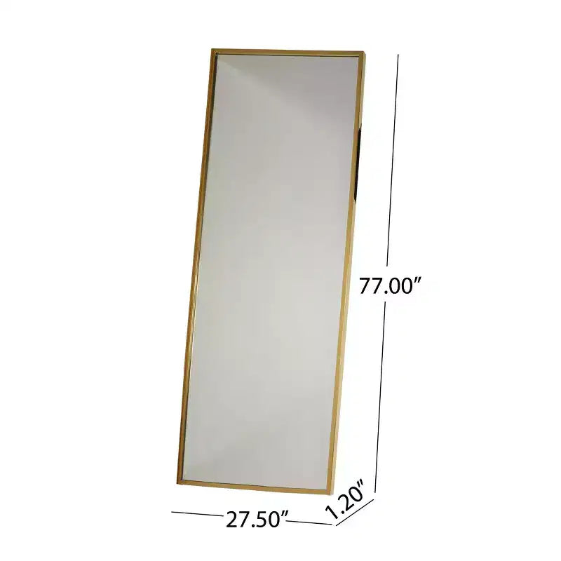 Okak 77*27.5IN Specchio Rettangolare a Figura Intera con Cornice in Acciaio Inox, Specchio da Terra con Fori per Appenderlo, Specchio da Parete per Soggiorno, Camera da Letto, Oro